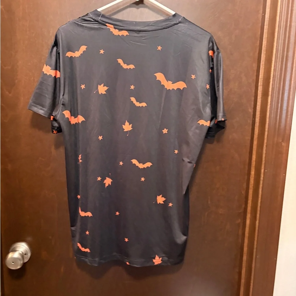 Halloween Graphic T-Shirt with Orange and Black Design - Picture 3 of 3
